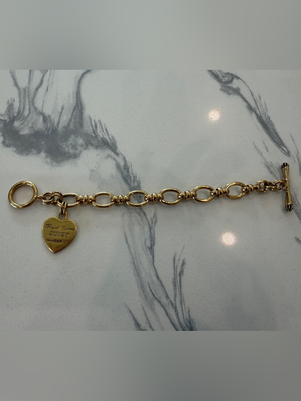 Vintage Goldtone Juicy Couture "Royal Couture" Toggle Bracelet